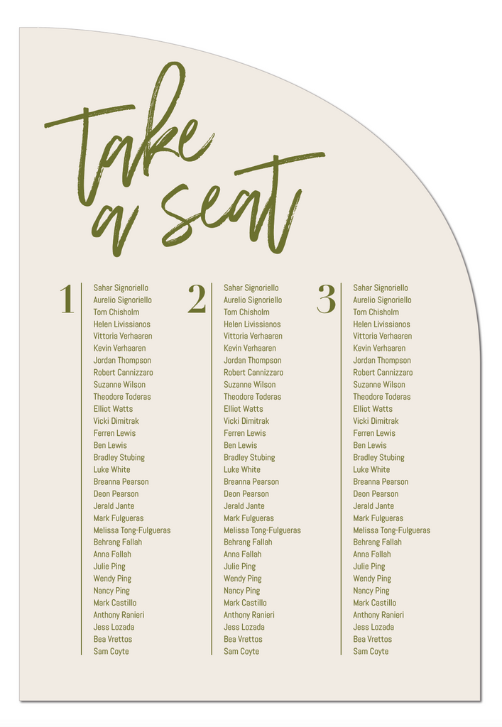 Dreamers Seating Chart