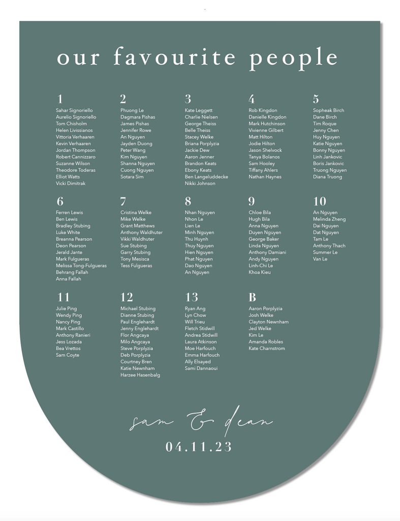 Wreath Seating Chart