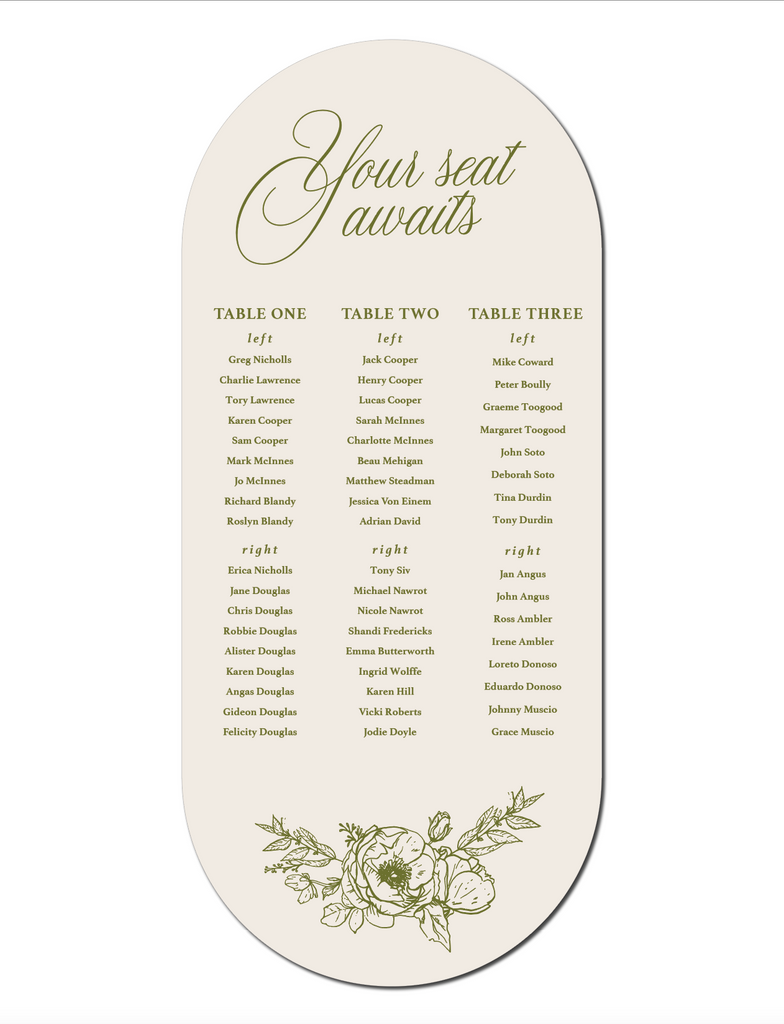 All For Love Seating Chart