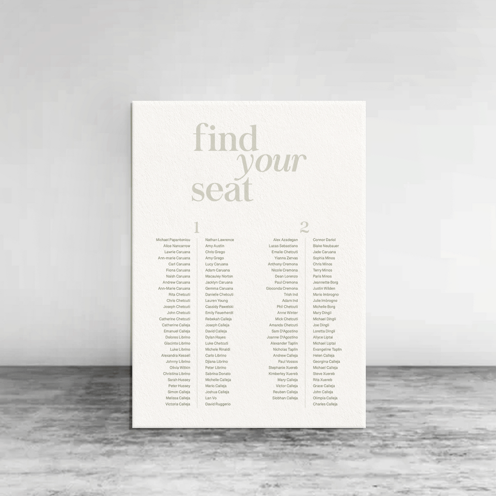 Type of Love Seating Chart