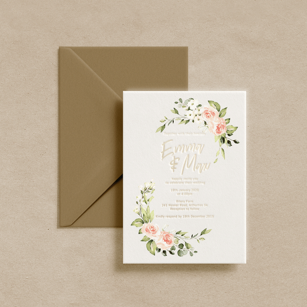 Dreamers Invitation - Letterpress text with latte envelope