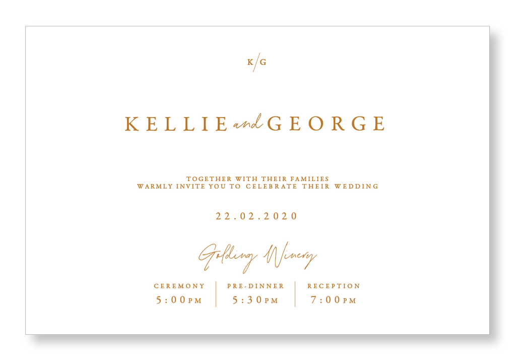 Initials | Rust print on White card