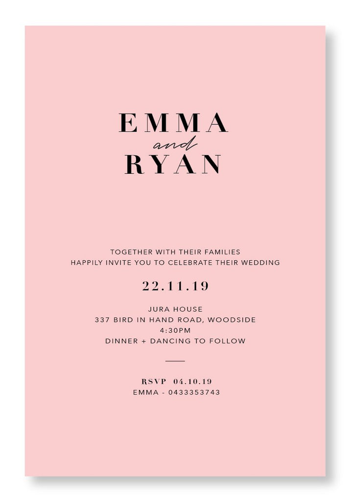 Minimal | Black print on Rosa card