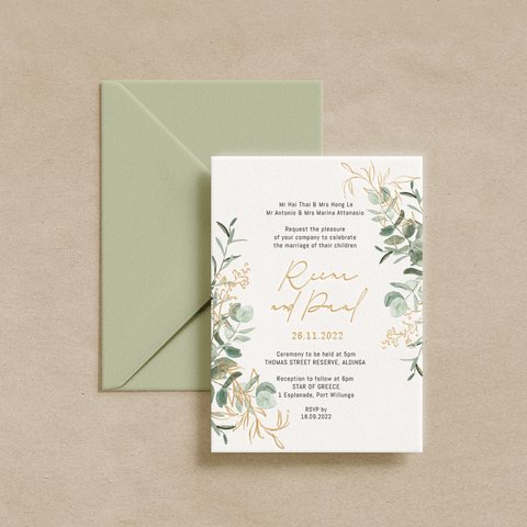 Gum & Gold Invitation Package
