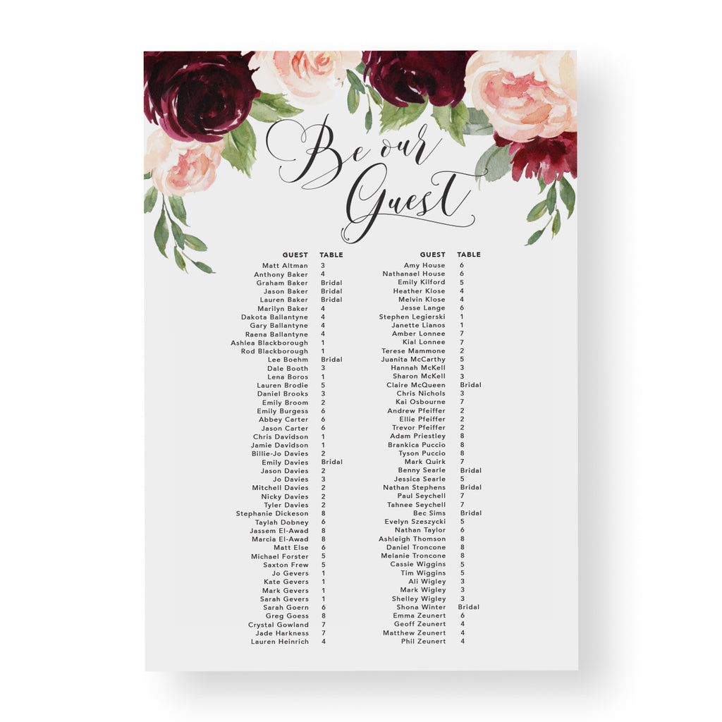 Dark Romance Seating Chart