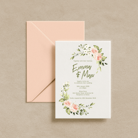 Dreamers Invitation - Digital Print with Soft Peach Envelope
