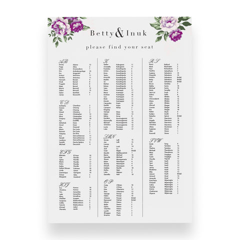 Floral Love Seating Chart